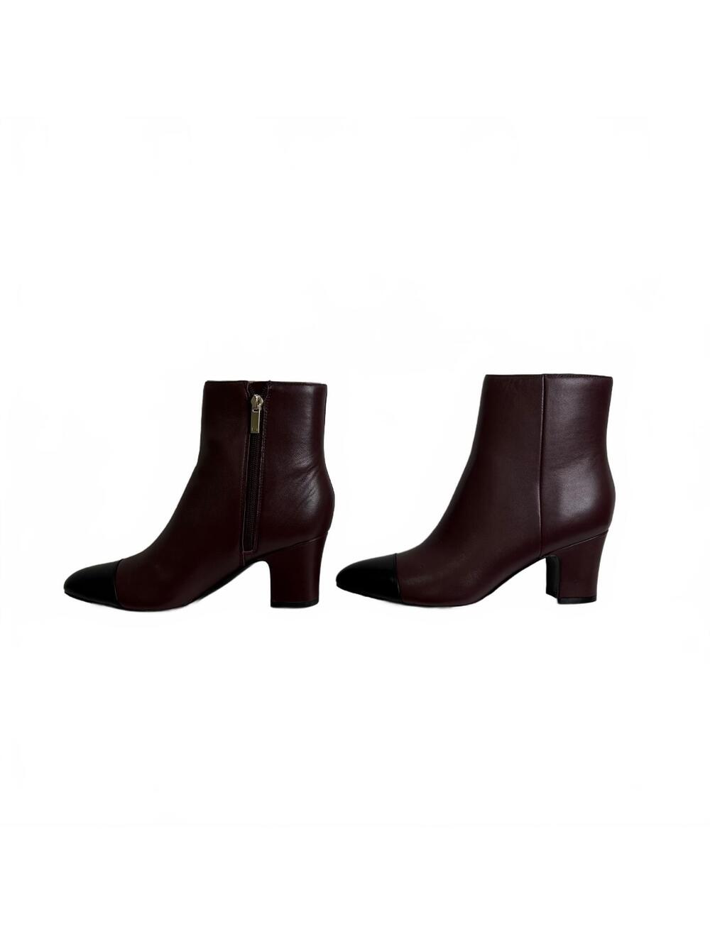 Marc Fisher LTD Yanara3 Cap-Toe Ankle Booties Oxblood & Black Size 6 New
